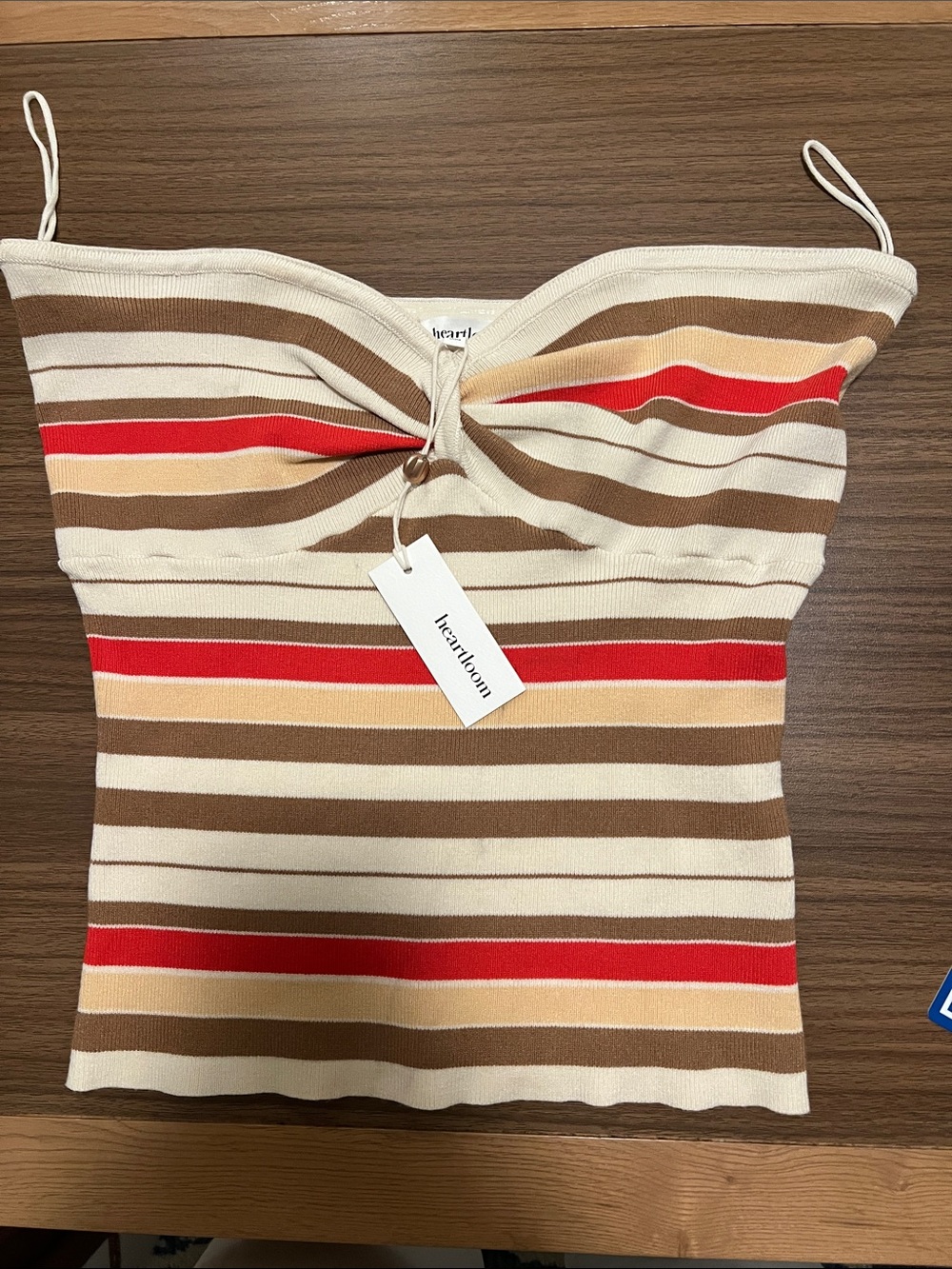 Heartloom Striped  Knit Tank in Cream, Brown & Red